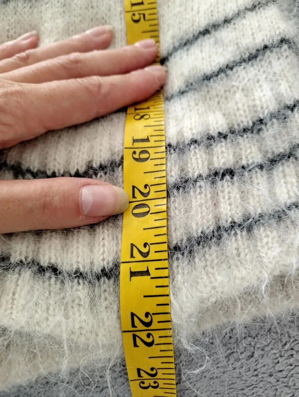 Rebecca Taylor Brushed Knit Monhair Striped Buttoned Shoulder Sweater Size Xs